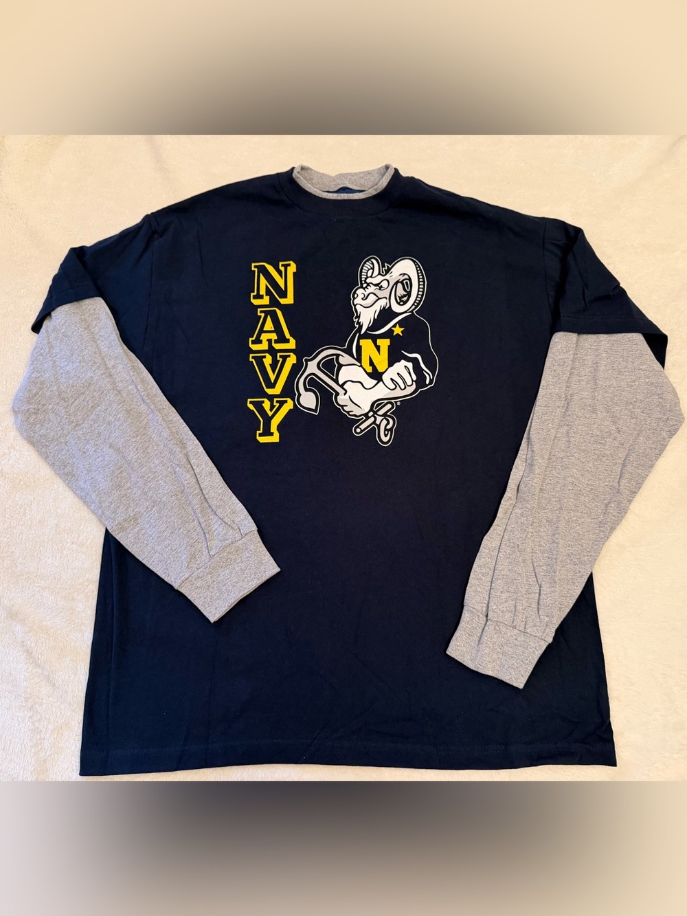 Vintage Navy Midshipmen Bill the Goat Double Layer Tee Shirt XL